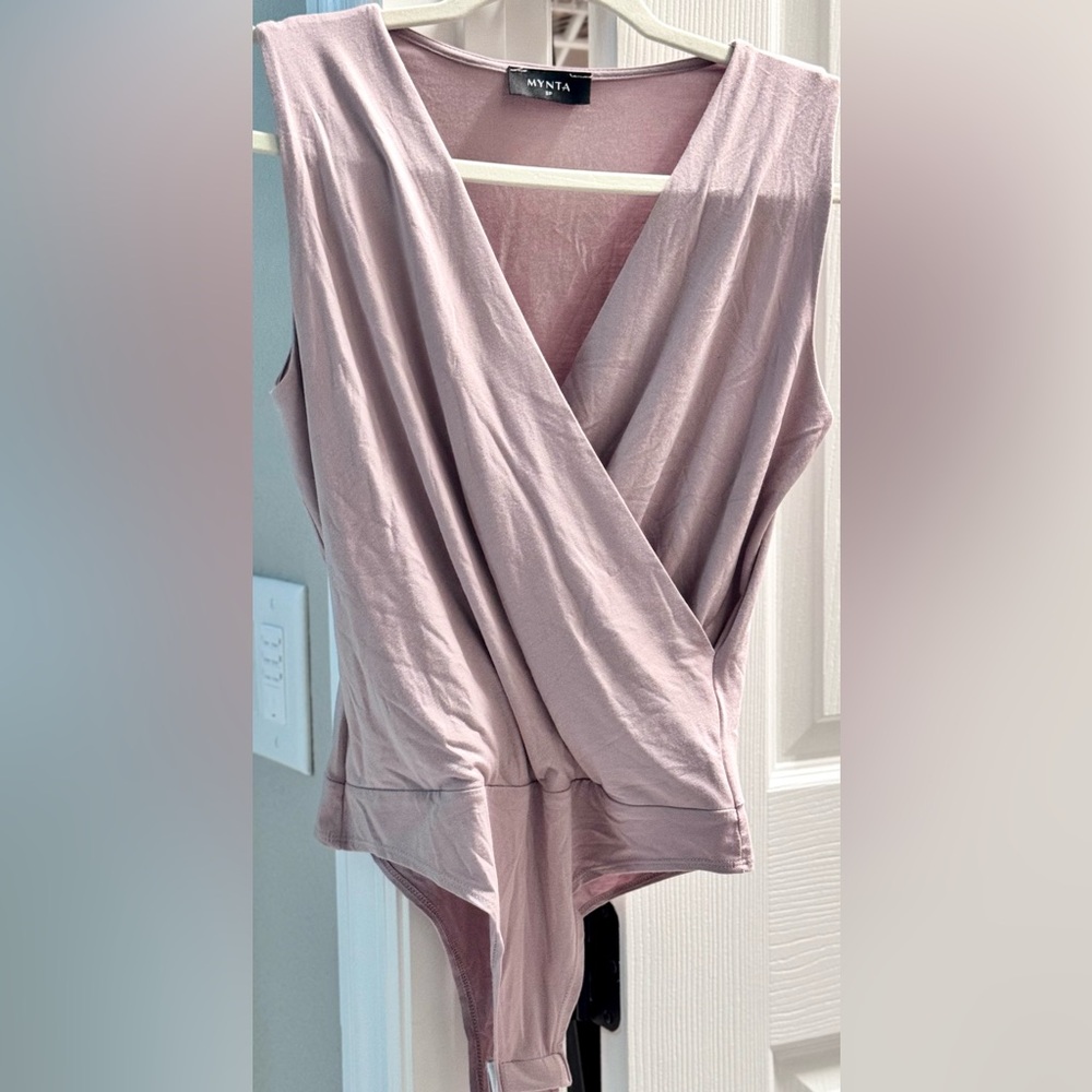 Pink Sleeveless Wrap Body Suit